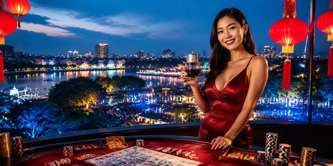 Người dùng tại Hà Nội thưởng thức trò chơi bài trực tuyến bên ly cà phê sáng